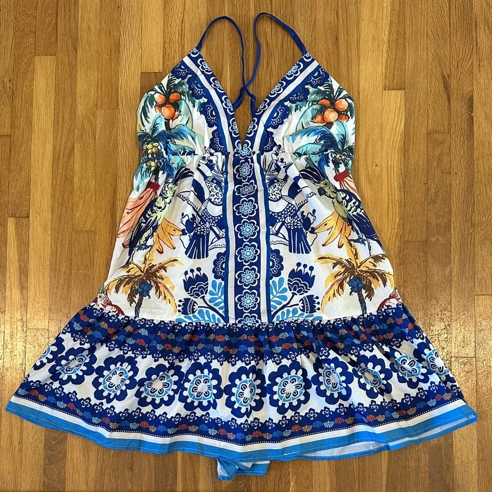 *last chance* SHEIN | Women’s Tropical Print Open Back Dress - Picture 1 of 10